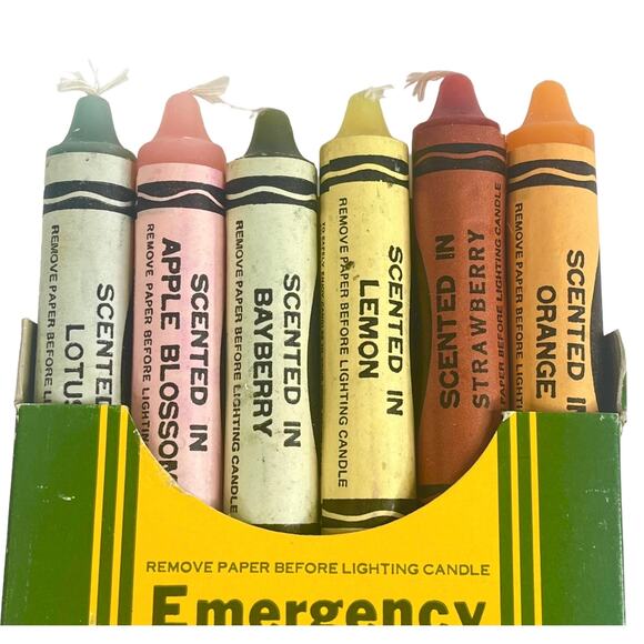 VTG Set (6) Jumbo Emergency CRAYOLA CRAYON CANDLES Scented Colorful Novelty Box - Picture 4 of 6
